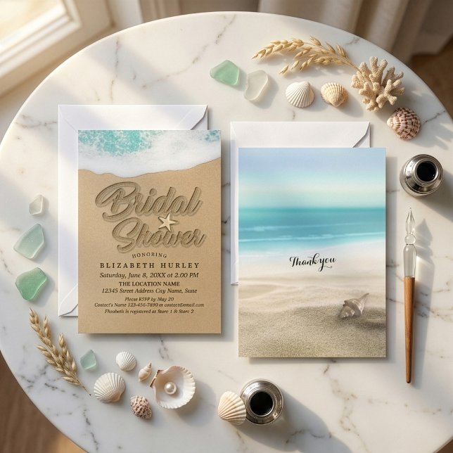 Invitation Mariage de plage sablonneuse d'été Starfish Shower (Créateur téléchargé)