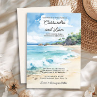 Mariage de plage tropical d'été à l'aquarelle