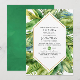 Invitation Mariage de plage tropical d'été à l'aquarelle