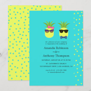 Invitation Mariage de plage tropical d'été turquoise et citro