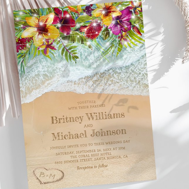 Invitation Mariage de plage tropical en été (Créateur téléchargé)
