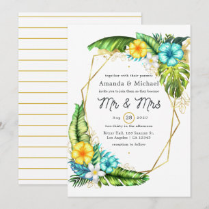 Invitation Mariage de plage tropical géométrique Aloha d'été