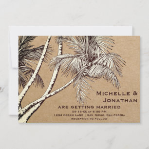 Invitation Mariage de plage Tropical Vintage Palm Trees