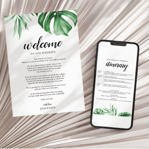 Invitation Mariage de plage tropicale Lettre de bienvenue & I