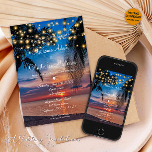 Invitation Mariage de plage tropicale Sunset été moderne