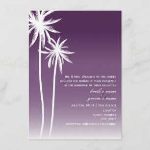 Invitation Mariage de plage violet Ombré Palm Trees