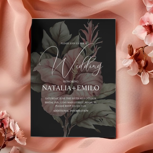 Invitation Mariage de plante à couches florales roses  (Créateur téléchargé)