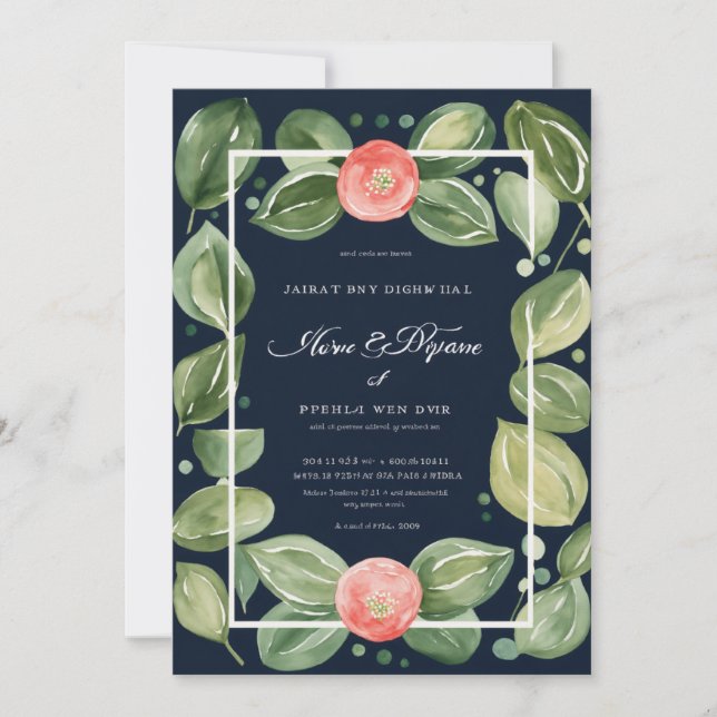 Invitation Mariage de Plante de Pperomia Pointe Gouache foncé (Devant)