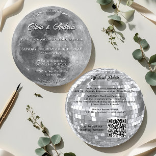 Invitation Mariage de Pleine lune de code QR de boule Disco m