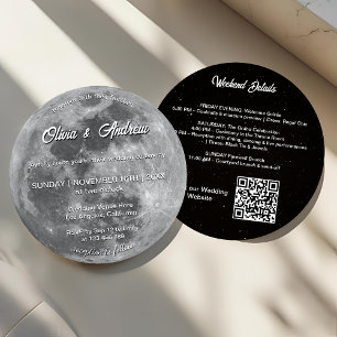 Invitation Mariage de Pleine lune de code QR Sky Night Modern