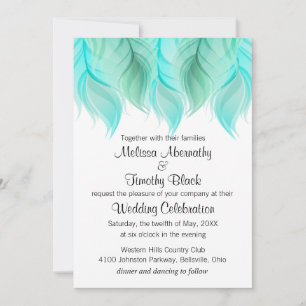 Invitation Mariage de plumes d'aquarelle
