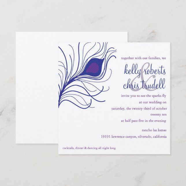 Invitation Mariage de plumes de roche (Devant / Derrière)