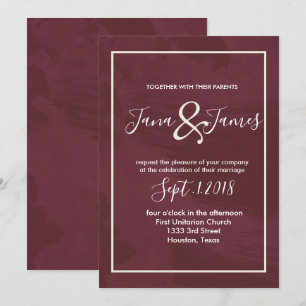Invitation Mariage de poche Bourgogne et Parties scintillant 