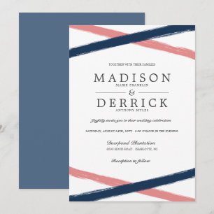 Invitation Mariage de pointes de pinceau moderne   Marine Cor