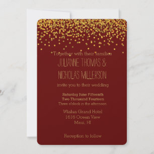 Invitation Mariage de points Confetti Gold et Red