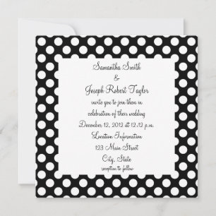 Invitation Mariage de points Polka noir et blanc