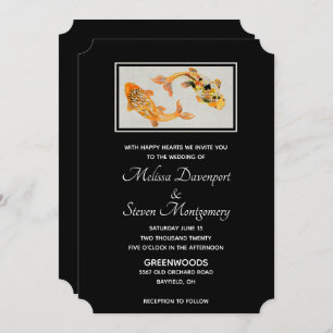 Invitation Mariage de poisson Gold Koi élégant