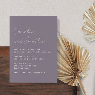 Invitation Mariage de police de script minimaliste violet