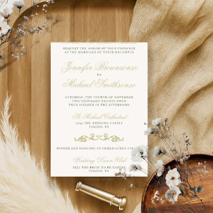 Invitation Mariage de police de signature verte Sage Or Simpl