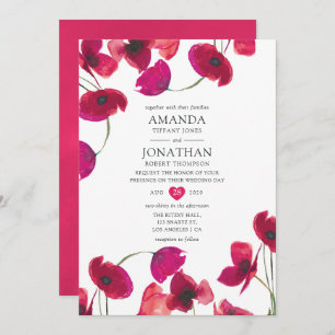 Invitation Mariage de Poppy Red Watercolor