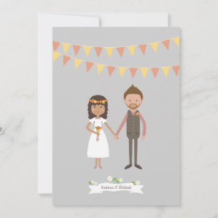 Invitation Mariage de portrait en couple de dessin illustré