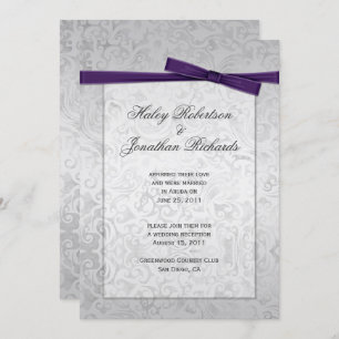 Invitation Mariage de post- de surcouche d'argent avec ruban 