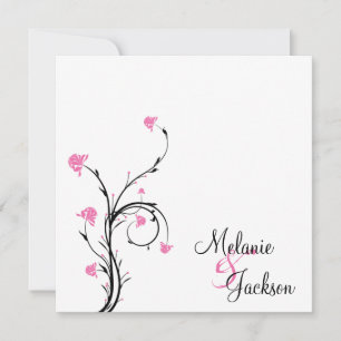 Invitation Mariage de poste blanc rose noir