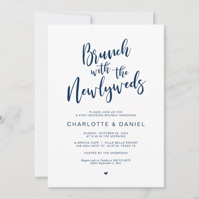 Invitation Mariage de poste, Brunch avec les jeunes mariés, N (Devant)