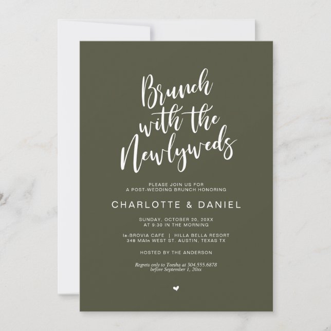 Invitation Mariage de poste, Brunch avec les jeunes mariés, O (Devant)