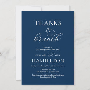 Invitation Mariage de poste Brunch, Merci un Brunch, bleu mar