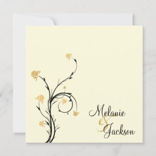 Invitation Mariage de poste de crème à perles de fleurs jaune