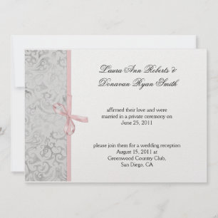 Invitation Mariage de poste rose gris blanc