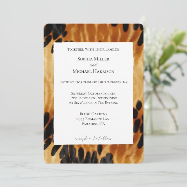 Invitation Mariage de Poster de animal de vache noire Brown o (Debout devant)
