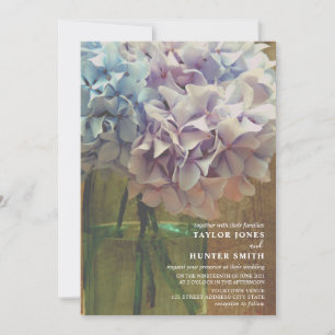 Invitation Mariage de pot de maçon d'hortensias