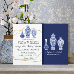 Invitation Mariage de poterie Vintage Vintage marine