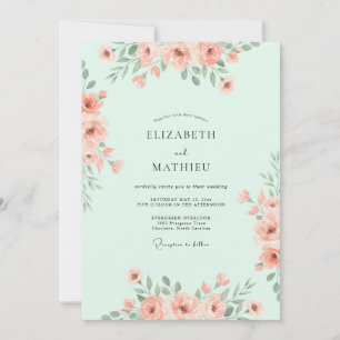 Invitation Mariage de Prairie au Pastel Vert Menthe