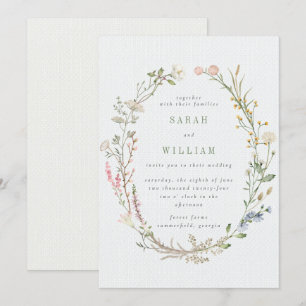 Invitation Mariage de prairie d'été romantique