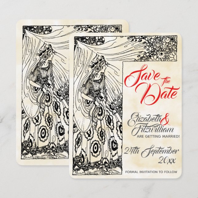 Invitation Mariage de Princesse de Conte de Fées, Enregistrez (Devant / Derrière)