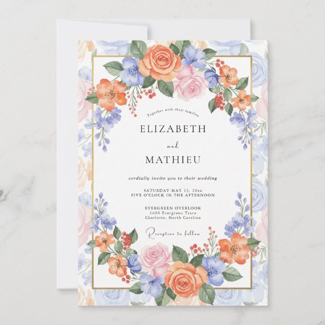 Invitation Mariage de printemps à couper le souffle aux abric (Devant)