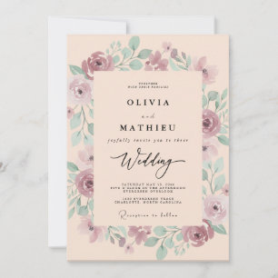 Invitation Mariage de printemps à l'aquarelle rêveuse mauve