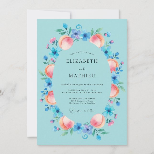 Invitation Mariage de printemps à l'esprit cyan (Devant)
