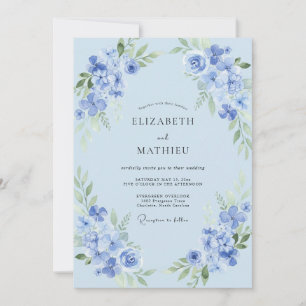 Invitation Mariage de printemps aérien bleu doux