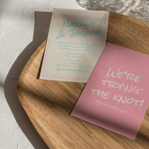 Invitation Mariage de printemps amusant écrit à la main paste