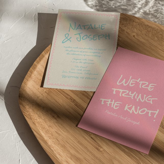 Invitation Mariage de printemps amusant écrit à la main paste (Créateur téléchargé)