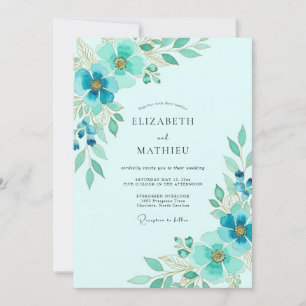Invitation Mariage de printemps aquatique éthéré