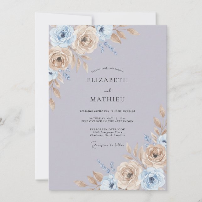 Invitation Mariage de printemps attrayant lavande poussiéreus (Devant)