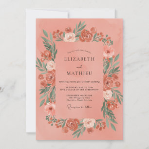 Invitation Mariage de printemps au style pictural pêche