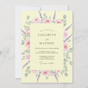 Invitation Mariage de printemps aux fleurs jaune pâle