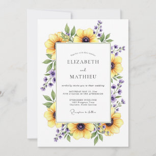 Invitation Mariage de printemps aux fleurs jaunes