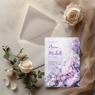Invitation Mariage de printemps aux fleurs pastel lavande et